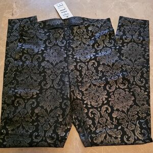 Men's Black and Silver Patterned Pants